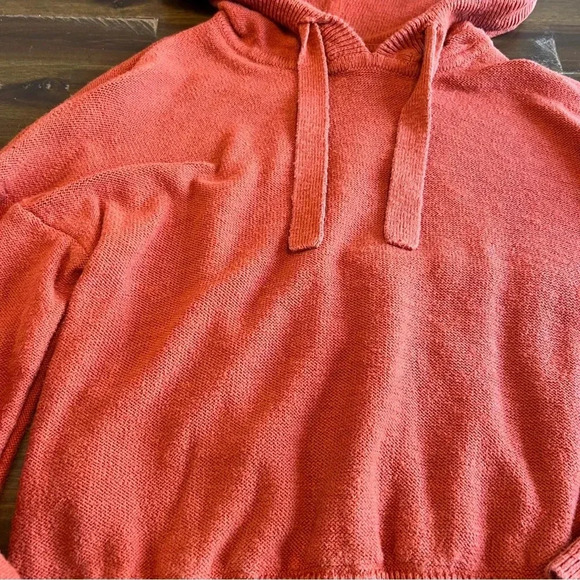 Madewell Clairview Hoodie Sweater Crop Sporty Short Textured Vintage Orange XXS - Picture 8 of 14